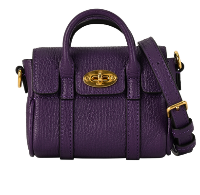 Mulberry Micro Bayswater, &pound;350, Handbags, Purple, Leather, Front view